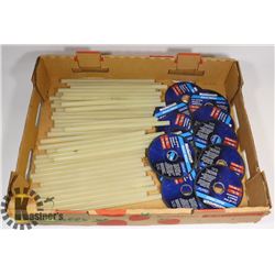 LOT OF 35 HOT GLUE STICKS AND  12 MASTERCRAFT