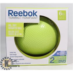 NEW REEBOK 6 LB SOFT WEIGHTED BALL WITH WORKOUT