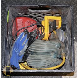 MISCELLANEOUS TOOLS IN MILK CRATE