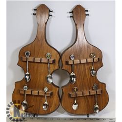 PAIR OF SPOON RACKS (SHAPED LIKE VIOLINS) WITH SPO