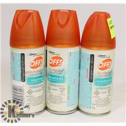 LOT OF 3 OFF BUG SPRAY 71G EACH