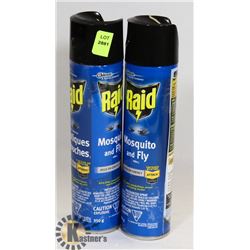 2 CANS RAID MOSQUITO AND FLY SPRAY