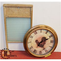 SHOW HOME DECOR ROOSTER CLOCK AND VINTAGE WASH