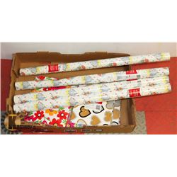 15 FLAT SHEETS OF GIFT WRAP AND 4 ROLLS OF