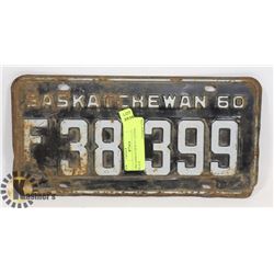 1960 SASKATCHEWAN LICENSE PLATE