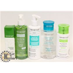 BAG OF ASSORTED REVERSA SKIN CARE PRODUCTS.