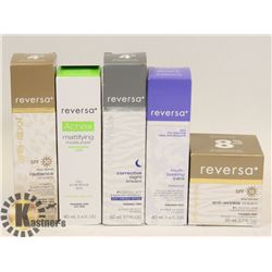 BAG OF ASSORTED REVERSA SKIN CARE PRODUCTS.