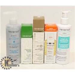 BAG OF ASSORTED REVERSA SKIN CARE PRODUCTS.