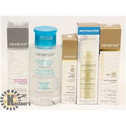 BAG OF ASSORTED REVERSA SKIN CARE PRODUCTS.