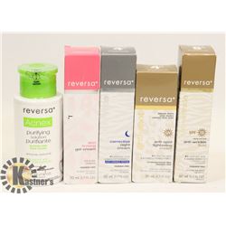 BAG OF ASSORTED REVERSA SKIN CARE PRODUCTS.
