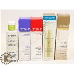 BAG OF ASSORTED REVERSA SKIN CARE PRODUCTS.