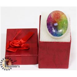 #31- RAINBOW SOLAR QUARTZ GEMSTONE RING/SIZE 7