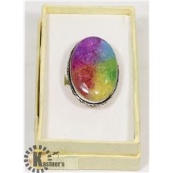 #33- RAINBOW SOLAR QUARTZ GEMSTONE RING/SIZE 8