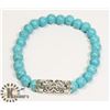 Image 1 : #7-BLUE TURQUOISE BEAD BRACELET 8MM/7.5"