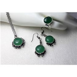 12)  SUITE OF SILVER TONE AND GREEN