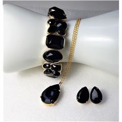 1)  GOLD TONE AND FACETED BLACK ONYX