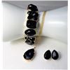 Image 1 : 1)  GOLD TONE AND FACETED BLACK ONYX