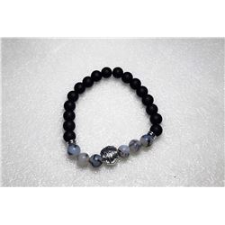 17)  NATURAL BLACK LAVA STONE BEAD