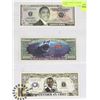 Image 1 : LOT OF 3 NOVELTY USA BANK NOTES.