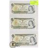 Image 1 : LOT OF THREE 1973 CANADIAN $1 DOLLAR NOTES.