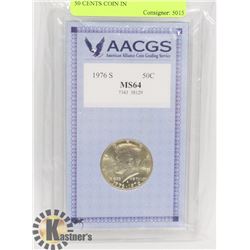1976S USA MS64 CERTIFIED SILVER 50 CENTS COIN IN