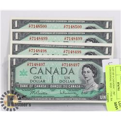 LOT OF 4 CANADIAN 1967 CENTENNIAL SEQUENTIAL BANK