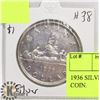 Image 1 : 1936 SILVER CANADIAN $1 DOLLAR COIN.