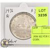 Image 1 : 1936 SILVER CANADIAN $1 DOLLAR COIN.