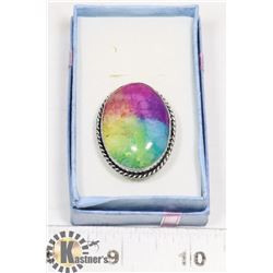 #30- RAINBOW SOLAR QUARTZ GEMSTONE RING/SIZE 8.5