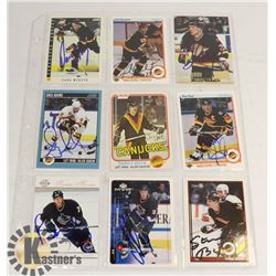 LOT OF 9 VANCOUVER CANUCKS AUTOGRAPHED CARDS INCL