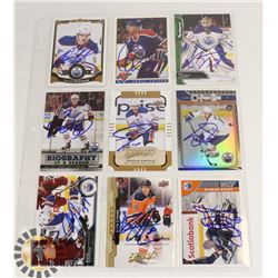 LOT OF 9 AUTOGRAPHED EDMONTON OILERS CARDS INCL