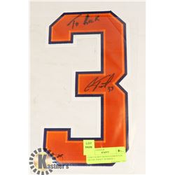 CAM TALBOT SIGNED EDMONTON OILERS JERSEY NUMBER 3.