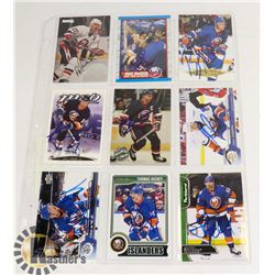 LOT OF 9 AUTOGRAPHED NEW YORK ISLANDERS CARDS INCL