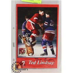 TED LINDSAY DETROIT RED WINGS PAMPHLET AUTOGRAPH