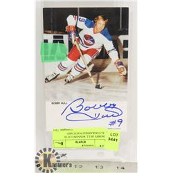 BOBBY HULL WINNIPEG JETS AUTOGRAPHED POSTCARD.