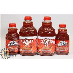 LOT OF 4 BOTTLES OF MOTTS CLAMATO EXTRA SPICY