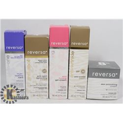 BAG OF ASSORTED REVERSA SKIN CARE PRODUCTS.