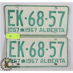 PAIR OF VINTAGE 1967 ALBERTA LICENSE PLATES