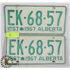 Image 1 : PAIR OF VINTAGE 1967 ALBERTA LICENSE PLATES