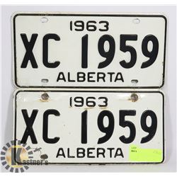 PAIR OF VINTAGE 1963 ALBERTA LICENSE PLATES