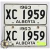Image 1 : PAIR OF VINTAGE 1963 ALBERTA LICENSE PLATES