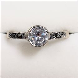 SILVER MARCASITE CUBIC ZIRCONIA  RING
