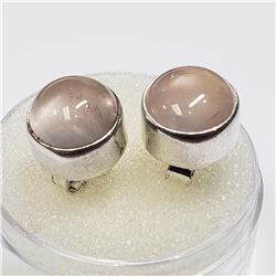 SILVER ROSE QUARTZ(4CT)  EARRINGS