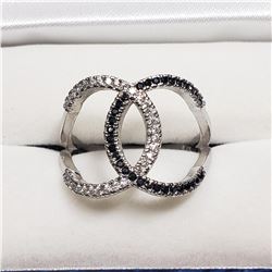 SILVER ONYX CUBIC ZIRCONIA  RING