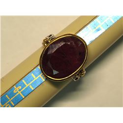 SILVER ENHANCED RUBY  RING