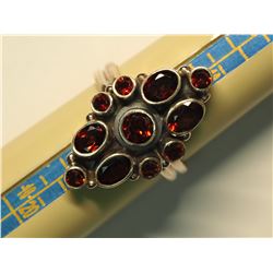 SILVER GARNET  RING