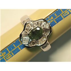 SILVER EMERALD CUBIC ZIRCONIA  RING