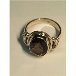 SILVER SMOKEY QUARTZ  RING