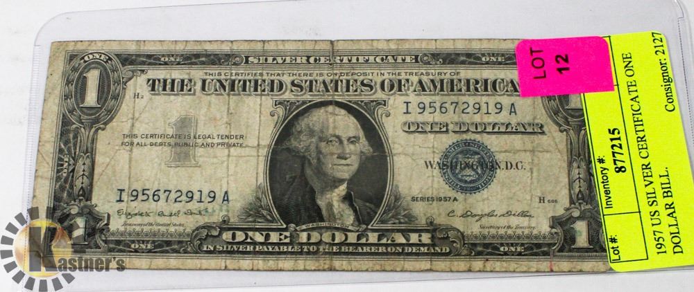 1957 US SILVER CERTIFICATE ONE DOLLAR BILL 1957 US SILVER CERTIFICATE ONE DOLLAR BILL