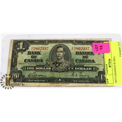 1937 CANADIAN $1 BILL.